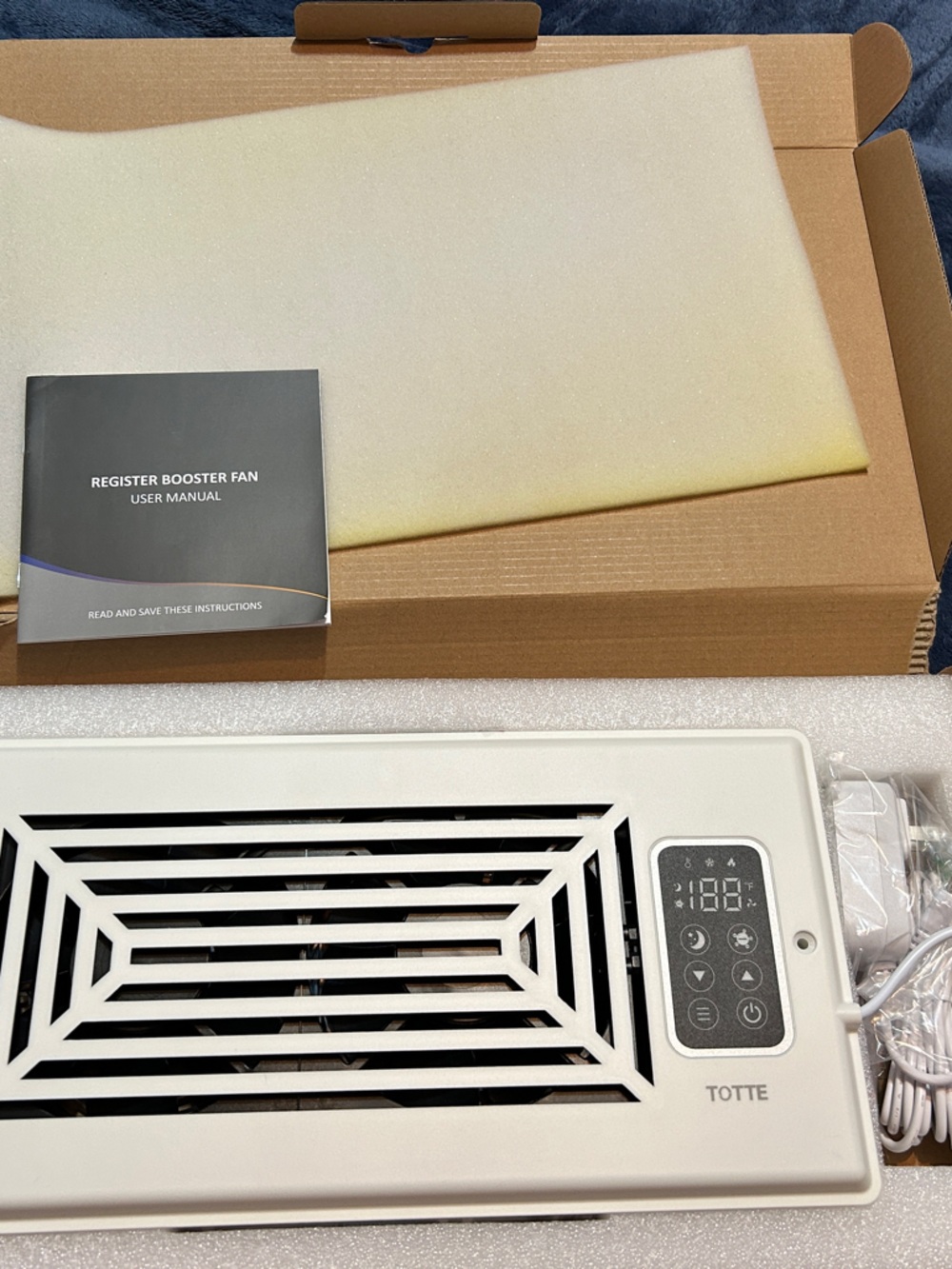 TOTTE REGISTER BOOSTER FAN with LED Controls and Remote